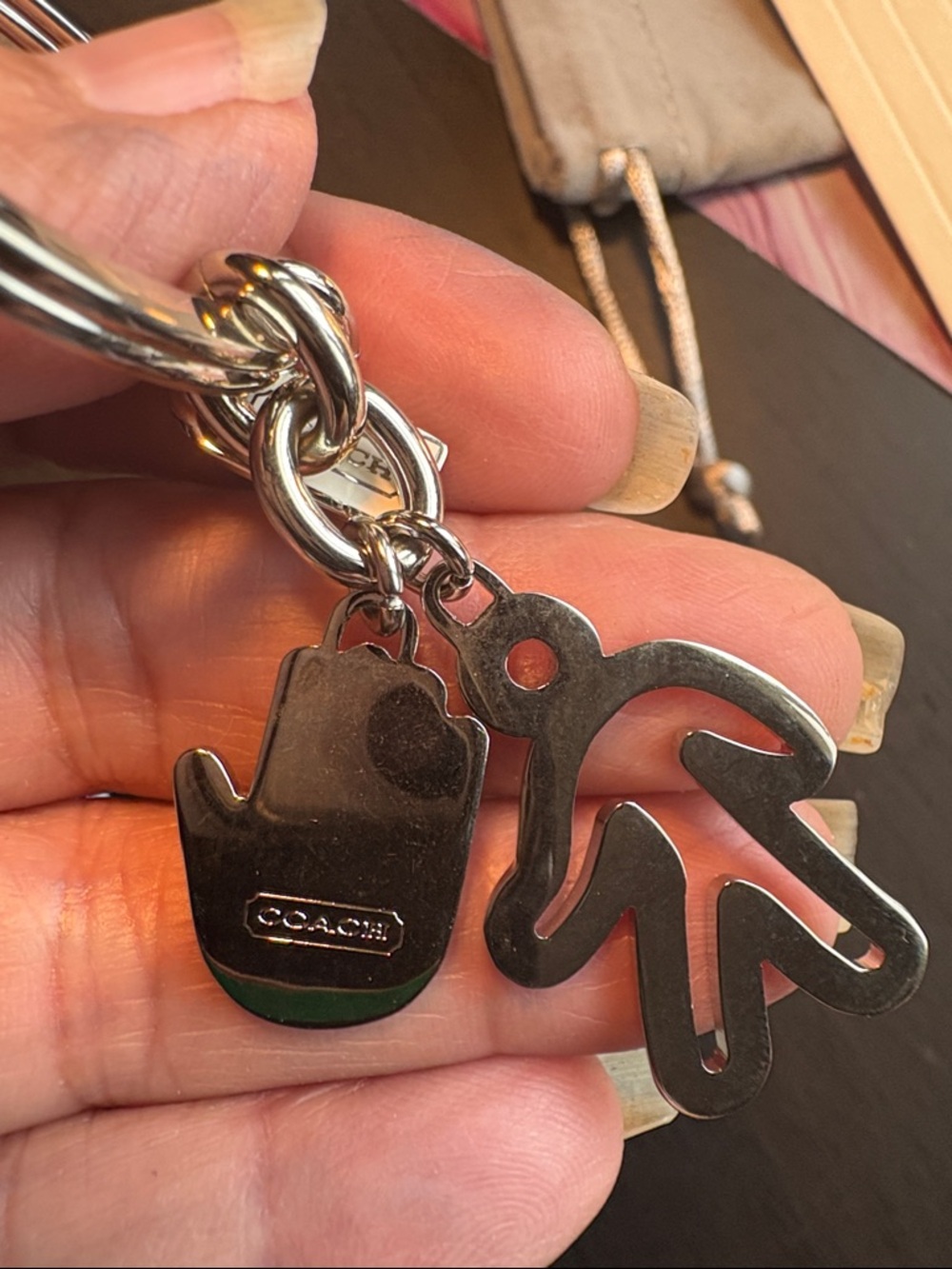 Coach Silver-Tone Crystal Figure and Enamel Hand Key Ring - Picture 5 of 5